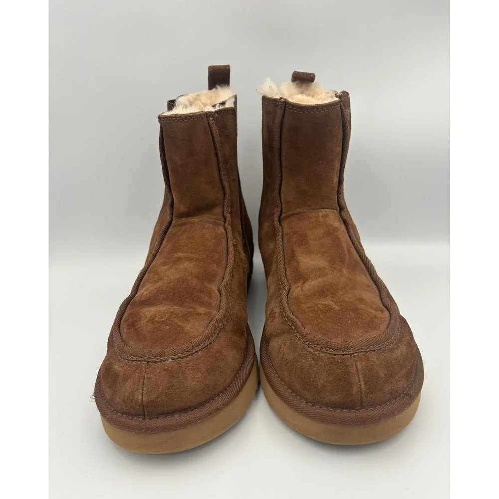 UGG Australia Chelsea Boots Brown Suede Sheep Skin Lined Men's 10
